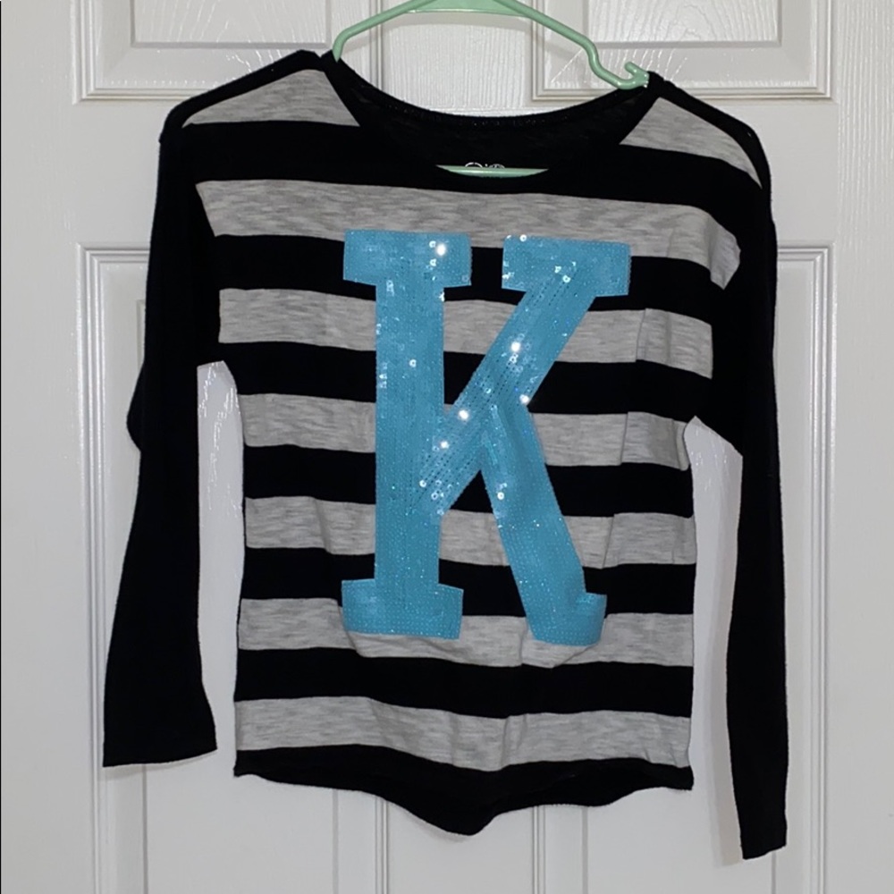 “K” Glitter and Striped Tee